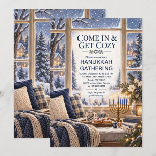 Invitation Réunion de Hanukkah Cosy Fête d'Hiver