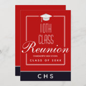 Invitation Réunion de la 10e Classe moderne rouge noir (Devant / Derrière)