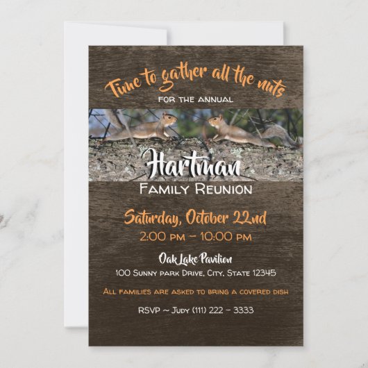 Invitation Réunion de la famille des écureuils (Devant)