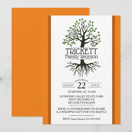 Invitation Réunion de la famille Orange (Devant / Derrière)