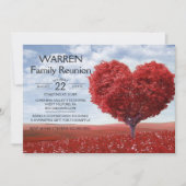 Invitation Réunion de la famille Red Heart Tree (Devant)