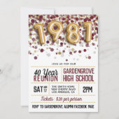 Invitation Réunion de l'école secondaire en 1981 (Devant)