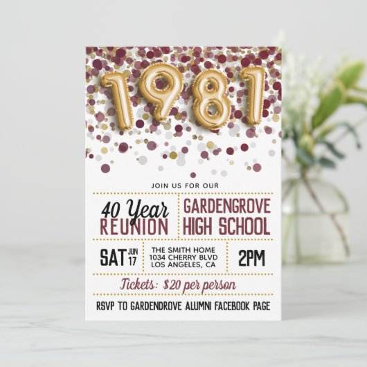 Invitation Réunion de l'école secondaire en 1981 (Debout devant)