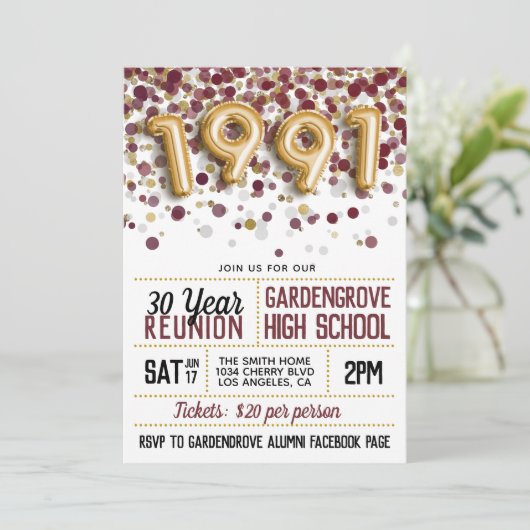 Invitation Réunion de l'école secondaire en 1991 (Debout devant)