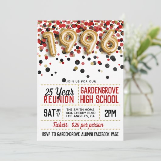 Invitation Réunion de l'école secondaire en 1996 (Debout devant)