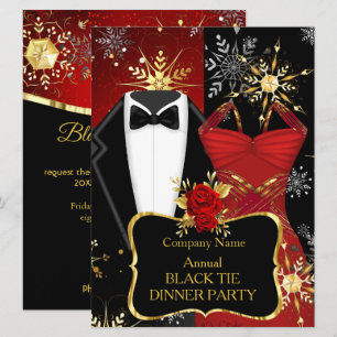 Invitation Réunion de Noël en smoking noir Xmas