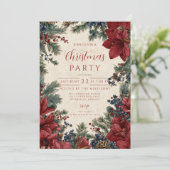 Invitation Réunion de Noël Florale Rustique d'Hiver (Debout devant)
