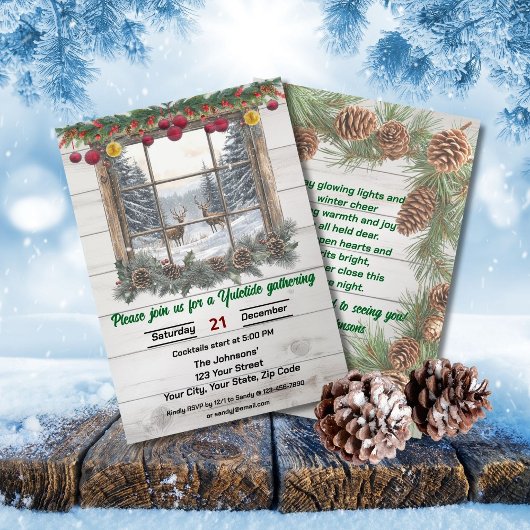 Invitation Réunion de Noël rustique Yuletide