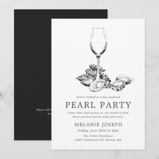 Invitation Réunion de préparation de fête de perle Minimalist (Devant / Derrière)
