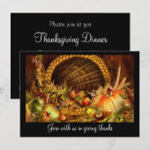 Invitation Réunion de Thanksgiving Cornucopia (Devant / Derrière)