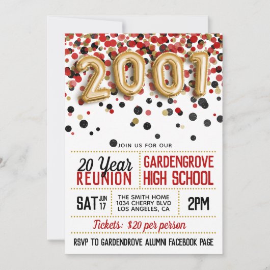 Invitation Réunion du lycée de 2001 (Devant)