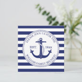 Invitation Réunion familiale Ancre nautique Bleu Grilles (Debout devant)