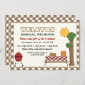 Invitation Réunion familiale barbecue, en vichy brun (Devant / Derrière)