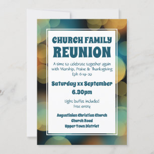 Invitation RÉUNION FAMILIALE DE L'EGLISE Customisée Modern Bl