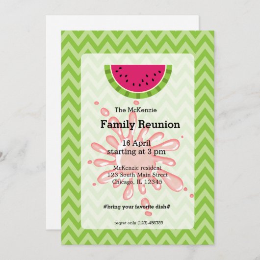 Invitation Réunion familiale de pastèque (Devant / Derrière)