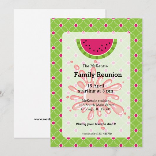 Invitation Réunion familiale de pastèque (Devant / Derrière)