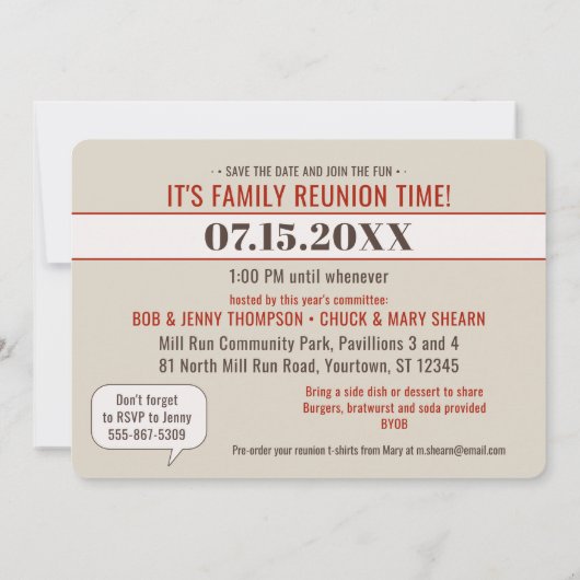 Invitation Réunion familiale | Funny Ancestral photo (Dos)