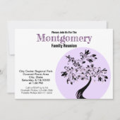 Invitation Réunion familiale moderne violet et arbre noir (Devant)