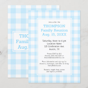Invitation Réunion familiale Pale Bleu Buffle Check Party