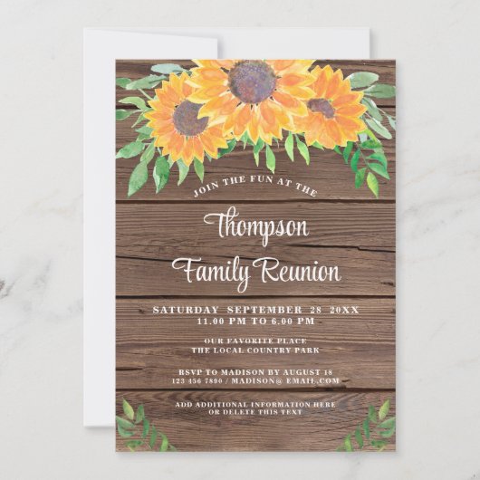 Invitation Réunion familiale rustique (Devant)