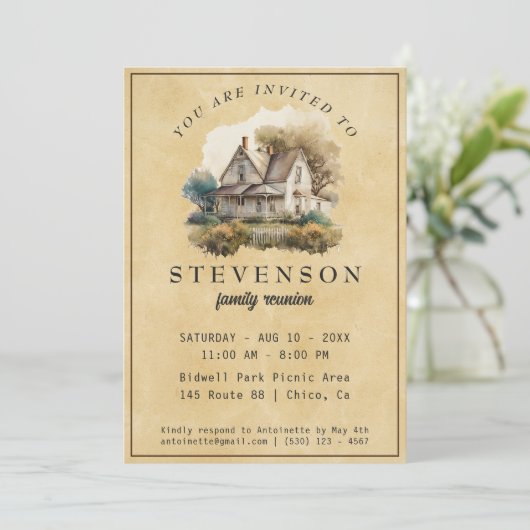 Invitation Réunion familiale rustique (Debout devant)