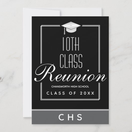 Invitation Réunion moderne Black Grey 10e Classe (Devant)