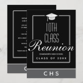 Invitation Réunion moderne Black Grey 10e Classe (Devant / Derrière)