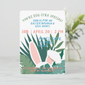 Invitation Réunion printanière aux oreilles de lapin (Debout devant)