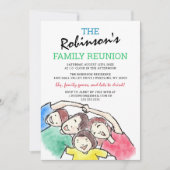 Invitation Reunion simple famille aquarelle (Devant)
