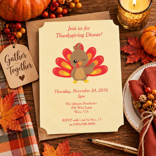 Invitation Réunissez-vous Repas de Thanksgiving chaleureux