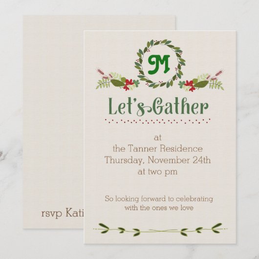 Invitation Réunissons l'Invitation de Thanksgiving (Devant / Derrière)