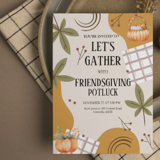 Invitation Réunissons-nous pour la fête de Thanksgiving Potlu