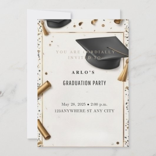 Invitation Réussite intemporelle : Élégante limite de graduat (Dos)