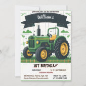 Invitation Rev enfants retro garçon cool tracteur premier 1er (Devant)
