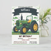 Invitation Rev enfants retro garçon cool tracteur premier 1er (Debout devant)