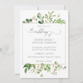 Invitation Rêve Botanique Feuilles Vertes et Brun Doré | (Devant)