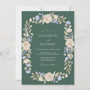 Invitation Rêve Botanique Vert Foncé de Mariage