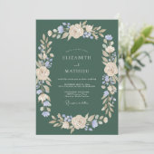 Invitation Rêve Botanique Vert Foncé de Mariage (Debout devant)