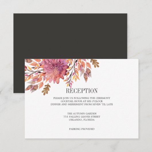 Invitation Rêve d'Automne | Enclosure de mariage RÉCEPTION (Devant / Derrière)