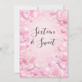 Invitation Rêve de Bubble Gum Rose Célébration Douce 16 (Dos)