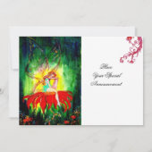 Invitation RÊVE DE FÉE SUR UNE FLEUR ROUGE blanc jaune vert (Dos)