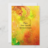 Invitation RÊVE DE FÉE SUR UNE FLEUR ROUGE  jaune vert (Dos)