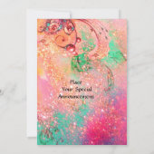 Invitation RÊVE DE FÉE SUR UNE FLEUR ROUGE rose vert jaune (Dos)