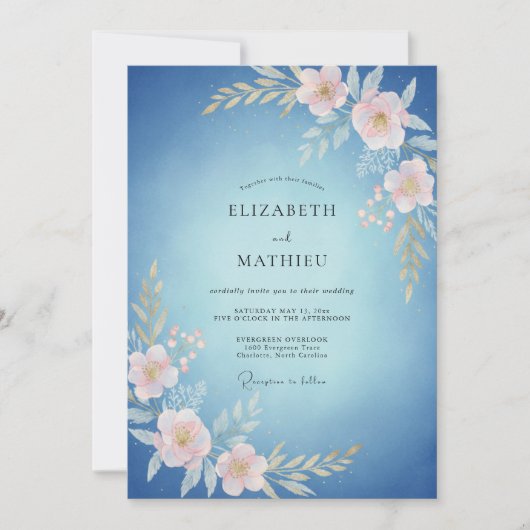 Invitation Rêve de mariage à fleur bleu ciel (Devant)