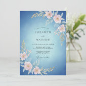 Invitation Rêve de mariage à fleur bleu ciel (Debout devant)