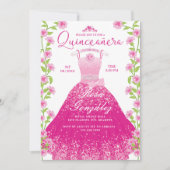 Invitation Rêve de mode rose Princesse Gown Quinceanera Party (Devant)