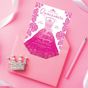 Invitation Rêve de mode rose Princesse Gown Quinceanera Party