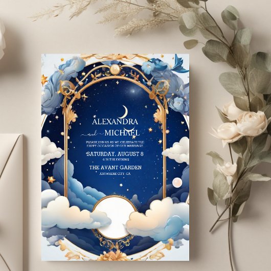 Invitation Rêve de nuit de milieu d'été céleste de mariage