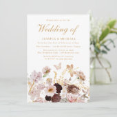 Invitation Rêve enchanté : Blush Gold Magical Floral Mariage (Debout devant)