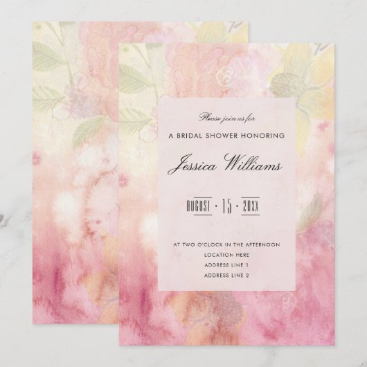 Invitation Rêve Romantique Fleurs Mariage (Devant / Derrière)